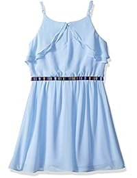 Amy Byer vestido de gasa frontal con volantes grandes para niña