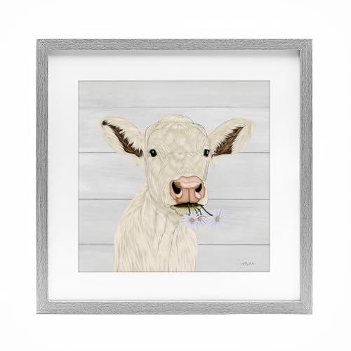 Opal Baby Cow Portrait Farmhouse, 13 x 13 Inch Framed Print Under Glass