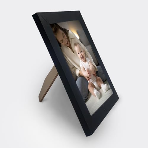 Kit com 4 Porta-Retratos com Moldura e Vidro para Fotos e Decoração (Preto, 10x15)