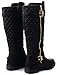 JJF Shoes Mango-21 Women's Winkle Back Shaft Side Zip Knee High Flat Riding Boots Black 10