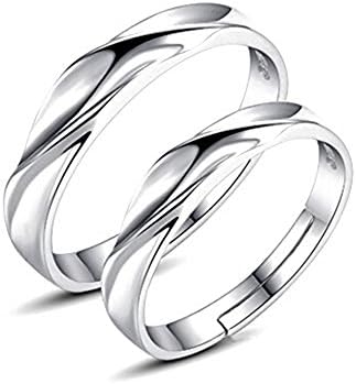 Victoria Echo 925 Silver Water Wave Love Promise Couple Ring Band Ring for Him and Her