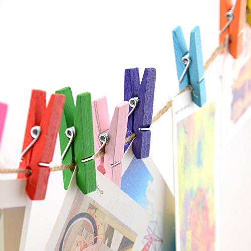50Pcs/Set Push Pins with Colorful Wooden Clip Pushpins Thumb Tacks for Cork Boards Bulletin Boards Cubicle Walls, No Holes for Paper(Random Color)