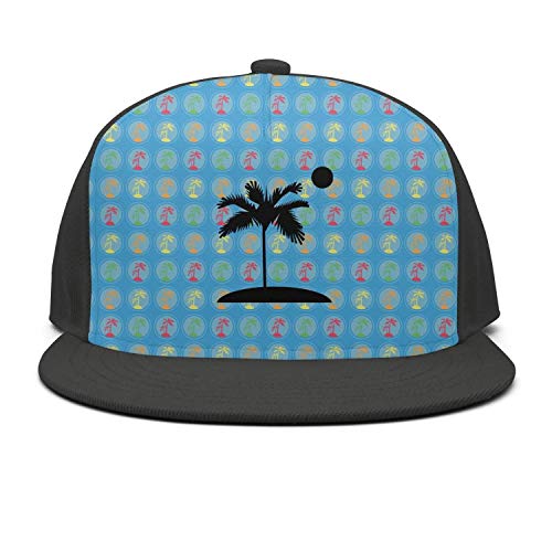 Unisex Snapback Adjustable Hat Flat-Brim Baseball Caps - Palm Tree Art Summer Time Blue