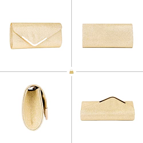 Larcenciel Women's Bag, Shiny Evening Party Clutch Bags with Detachable Chain for Party, Wedding, Banquet, Holiday