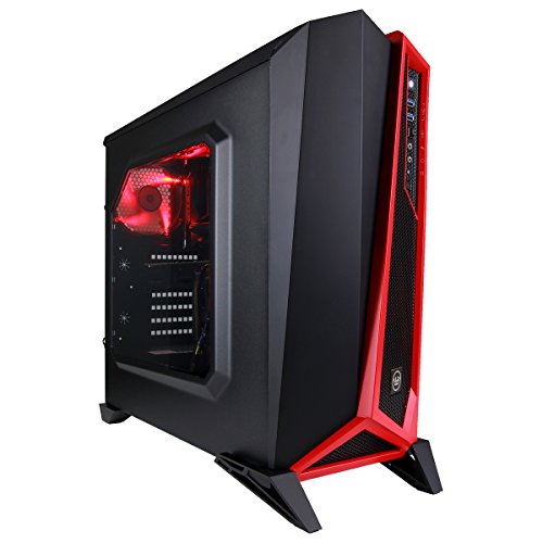 CUK Trion VR Ready Gaming PC (Liquid Cooled i7-7700K, 16GB RAM, 256GB NVMe SSD + 1TB HDD, NVIDIA GTX 1070 8GB, Windows 10) Best New Custom Virtual Reality Gamer Tower Desktop Computer (Black/Red)