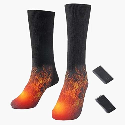 Electric Heated Socks for Men Women | Rechargeable Battery Operated Comfortable Thermo-Socks with Built-in Heating Panels | Foot Warmer Socks for Winter Sport, Outdoor, Chronically Cold Feet (Black)