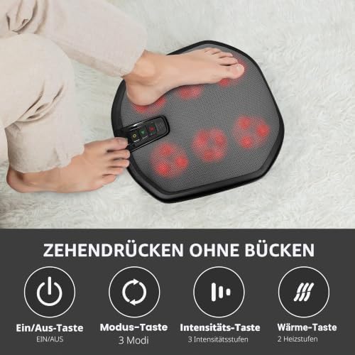 Elektrisches Fußmassagegerät mit Wärme und Knetfunktion, 2-in-1 Shiatsu Massagegerät für Füße und Rücken, elektrischer Fußwärmer für alle Fußgrößen, Geschenk für Männer und Frauen
