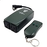TOSSOW Outdoor Wireless Remote and Plug In Receiver Kit Weatherproof Smart Socket 2 Outlet Switch for Outdoor Electric Appliance with 100 Feet Range,Green