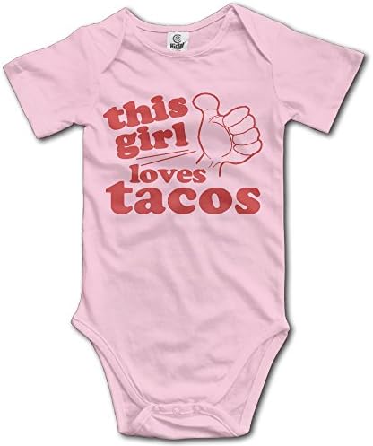 Baby Kids 100% Cotton Short Sleeve Onesies Toddler Bodysuit I Love Tacos Jumping Clothes Pink Size 24 Months