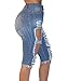 Universalgoods Womens Casual Denim Destroyed Bermuda Shorts Jeans Ripped Knee Length (XL)