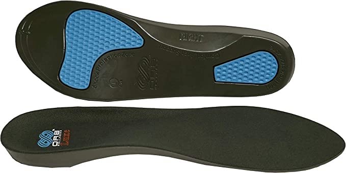 OR8 Wellness OrthoLuxe PU Foam Unisex Orthotic Shoe Insoles with Arch Support & Heel Cushion for Athletic & Work Shoes. Helps Plantar Fasciitis. Ultimate Comfort for Sore Feet. Black (Medium 7-8.5)
