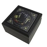 Lisa Parker 'Black Cat and Spell Books` Art Tile Trinket Box