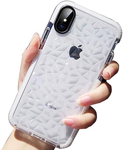SUBESKING Compatible iPhone Xs Max Case,Crystal Clear Slim Diamond Pattern Soft TPU Anti-Scratch Shockproof Protective Phone Cover for Women Girls(White)
