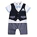 Baby Boys Outfits, Toddler Short Sleeve Romper Clothing with Plaid Cap & Vest (80(6-12 Month), navy-blue)
