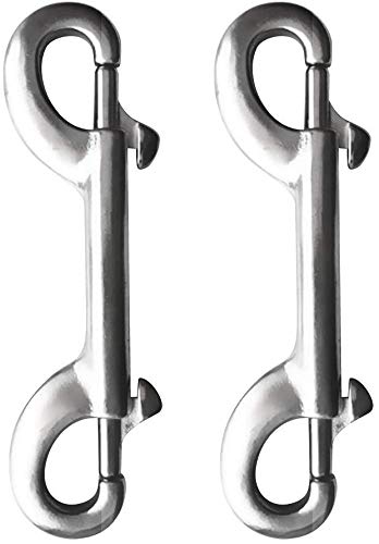 POFET 2 Pcs 100mm-316 Stainless Steel Double Ended Bolt Snap Hook Double End Snap Trigger Chain Diving Clips for Water Bucket/Dog Leash/Pet Feed Bucket/Leash Garage