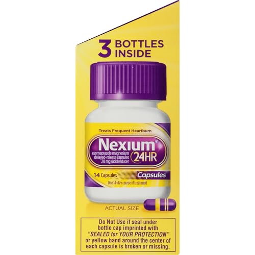 NEXIUM 24HR ACID REDUCER HEARTBURN RELIEF CAPSULES FOR ALL-DAY AND ALL-NIGHT PROTECTION FROM FREQUENT HEARTBURN, HEARTBURN MEDICINE WITH ESOMEPRAZOLE MAGNESIUM – 42 COUNT