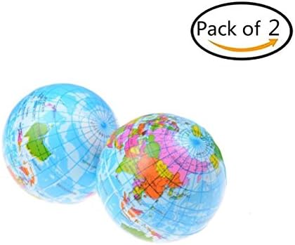 Panghuhu88 - 2 pcs a pack Toy of Squishy Cute Slow Rising Squishies, Stress Relief Super Soft Mini Globe World Ball Map, 6.3CM, Blue