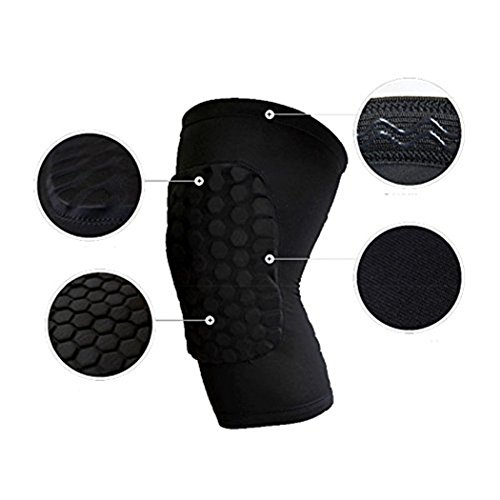 Mcolics 2 Packs Compression Sleeve Knee Pads Protective Compression Wear - Men Basketball Brace Support - Best to Immobilize, Strap & Wrap Knee for Volleyball, Football (Long Black, M)