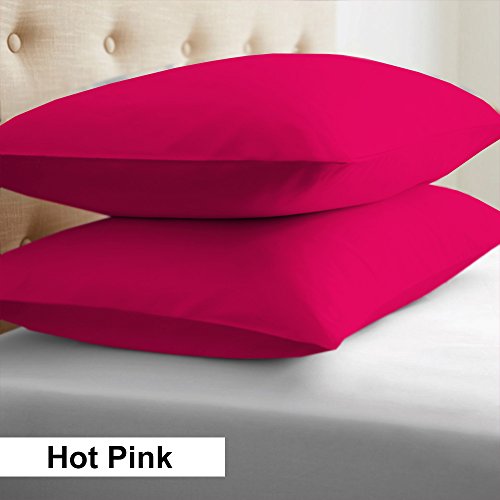 2-Piece- Euroshams ~ Solid Pattern 100% Pima Cotton 500 Thread- Count European Super Soft 2 PC Pillow Cases ( 26 x 26 Inch (66cm x 66cm ) , Hot Pink)