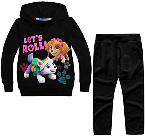 Minin Kids Cute Dogs and Footprint Print Hoodie and Long Pants 2-10Y