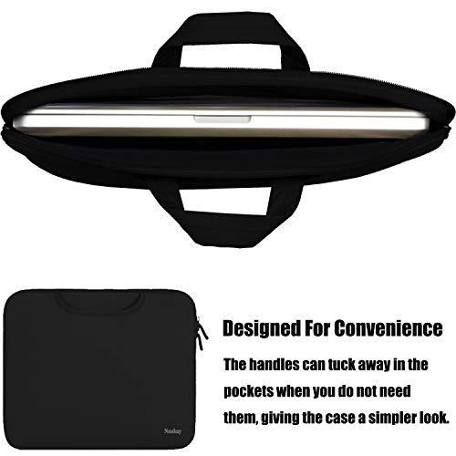 Naukay 15 inch Laptop Bag,Resistant Neoprene Laptop Sleeve with Handle/Notebook Computer Protective Case Cover/Ultrabook Briefcase Carrying Bag for 13 14 15 inch Laptop, Computer, Tablet - Black - Thumbnail 2
