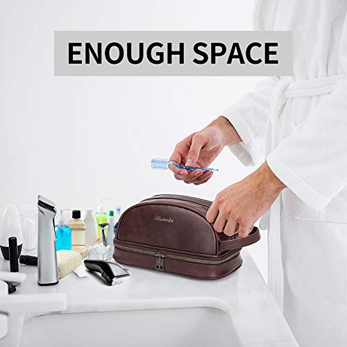 Semary Leather Toiletry Mens Bag Shaving Case Bags with Lots Pockets Plenty Space Large Compartments Durable Design Travel Pouch Dopp Kit for Men Women - Brown 6 Semary Leather Toiletry Mens Bag Shaving Case Bags with Lots Pockets Plenty Space Large Compartments Durable Design Travel Pouch Dopp Kit for Men Women - Brown