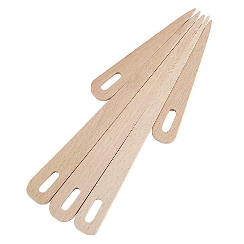 Tenrry 5 PCS Wood Hand Loom Stick Wooden Shuttle Tapestry Weaving Knit Handcrafts Tool