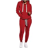 TOPONSKY Womens 2 Piece Tracksuit Long Sleeve Warm Up Outfit Patchwork Pants Set