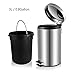 malmo Round Step Trash Cans with Lids, Brushed Finished Stainless Steel Waste Bins (3L)