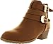 TOP Moda Cl-14 Women's Buckle Straps Stacked Low Heel Ankle Booties,Tan,8
