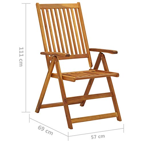 Tidyard 3X Akazienholz Massiv Gartenstuhl-Set Klappbar mit Auflagen Klappstuhl Hochlehner Stuhl Stühle Gartensessel Holzstuhl Gartenstühle Essstuhl In 5 Positionen verstellbar – Bild 5