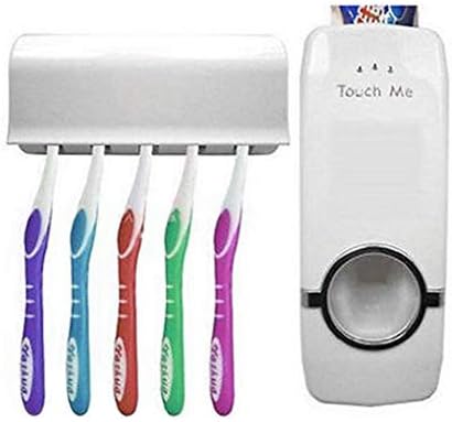 Toothpaste Dispenser with 5 Toothbrush Holder Set Wall Mount Stand ...