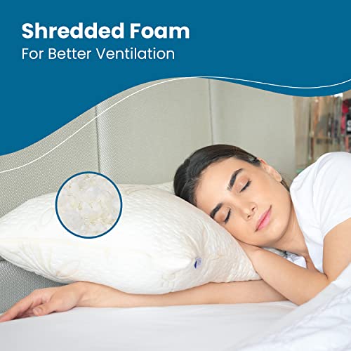 Sleepsia Bamboo Pillow (Standard Size 26"x20") Shredded Memory Foam