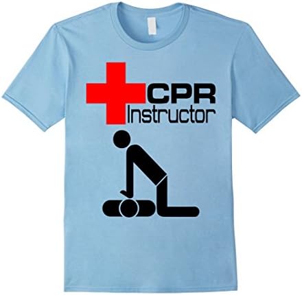 Mens CPR First Aid AED Instructor Teacher Trainer T-Shirt XL Baby Blue
