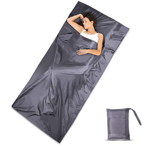 DIMPLES EXCEL 100% Silk Sleeping Bag Liner Travel Sheet Lightweight Portable for Single