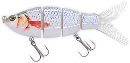 Discover Fish Fishing Lures Bass Trout Muskie 3 Multi Jointed with Fibre FishTail Mens Hard Pro Lifelike Topwater Swimbait Baits for Freshwater Saltwater Trolling Pike Walleye Crappie 0.6oz 4.5inch