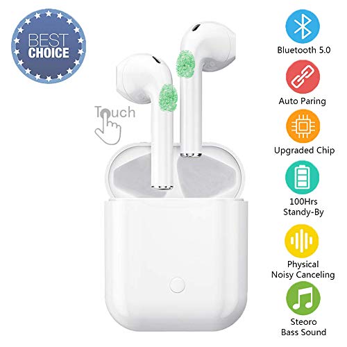 Bluetooth Headset,Touch Wireless Earbuds HiFi Headset in-Ear Headphone Noise Reduction Headset,Sports Portable Wireless Bluetooth Earphones for Apple Airpods Android/iPhone