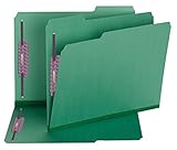 Smead Fastener Folders, Safe SHIELD Fasteners in Positions 1 & 3, 1/3-Cut Tab, 2-Inch Expansion, Letter Size, Green, 25 per Box (14938)