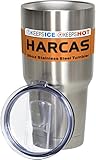30 oz Stainless Steel Tumbler by Harcas. Double Walled Vacuum Insulated To Keep Drinks Hot and Cold. Best For Travel, Camping, Office or Home Use. Non BPA. Splash Proof Lid.