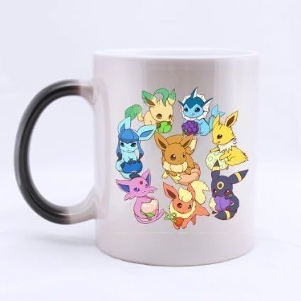 Custom Japan Anime Cartoon Pokemon Cute Eevee Custom Morphing Coffee Mug Tea Cup 11 OZ Office Home Cup (Printed on two sides)-by Steel rose