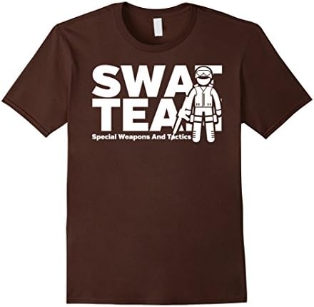 Mens SWAT Team Police Law Enforcement Officer Tshirt Medium Brown
