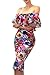 Vivicastle Women's Off Shoulder Ruffle Bodycon Fitted Midi Dress (X-Large, G62, Multi)