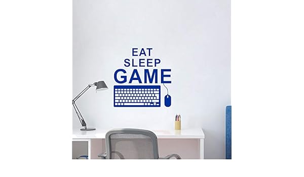 zzlfn3lv Eat Sleep Game Gaming Quote Tatuajes de Pared Teclado de ...
