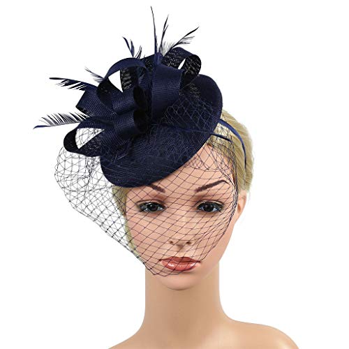 Kinglly Elegant Fascinators Hats 20s 50s Hat Pillbox Hat Cocktail Tea Party Headwear Navy
