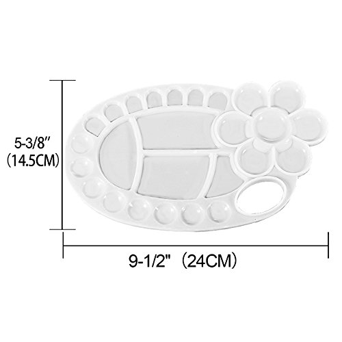Magicdo 4 Pcs Paint Tray Palettes Plastic with Thumb Hole, White (5-3/8" x 9-1/2", 26 Wells) - Thumbnail 4