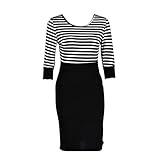 Malloom Women Lady Splice Slim Striped Bodycon Formal Occasion Pencil Dress