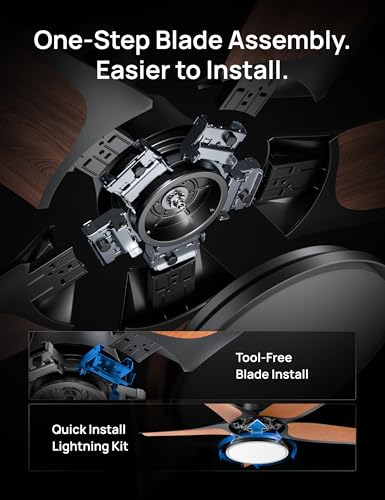 DREO Smart Ceiling Fans with Lights, Low Profile Ceiling Fan with Alexa/App, 52'' Dimmable Lighting & Color Tuning, RGB Ambient Light for Living Room, Game Room, Easy Installation, Quiet, Black