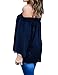 SmallDragon Women's Sexy Lace Crochet Off Shoulder Long Sleeve Casual Blouse Tops (Medium, Navy)