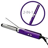 BERTA Professional Hair Straightener and Hair Curler 2 in 1 Curl & Straight Hair Flat Iron, Purple