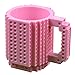 Brick Mugs -Fubarbar 12 oz Built-on Coffee Cups Funny Tea Mug Beverage Cup Built-on Building Bricks Pencial Cup for Kids Office Creative Time (Pink.) …